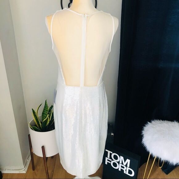 AMSALE Clear Sequin Sleeveless Sheath Dress, White, Wedding, Party, Size 10, NWT - Picture 15 of 16